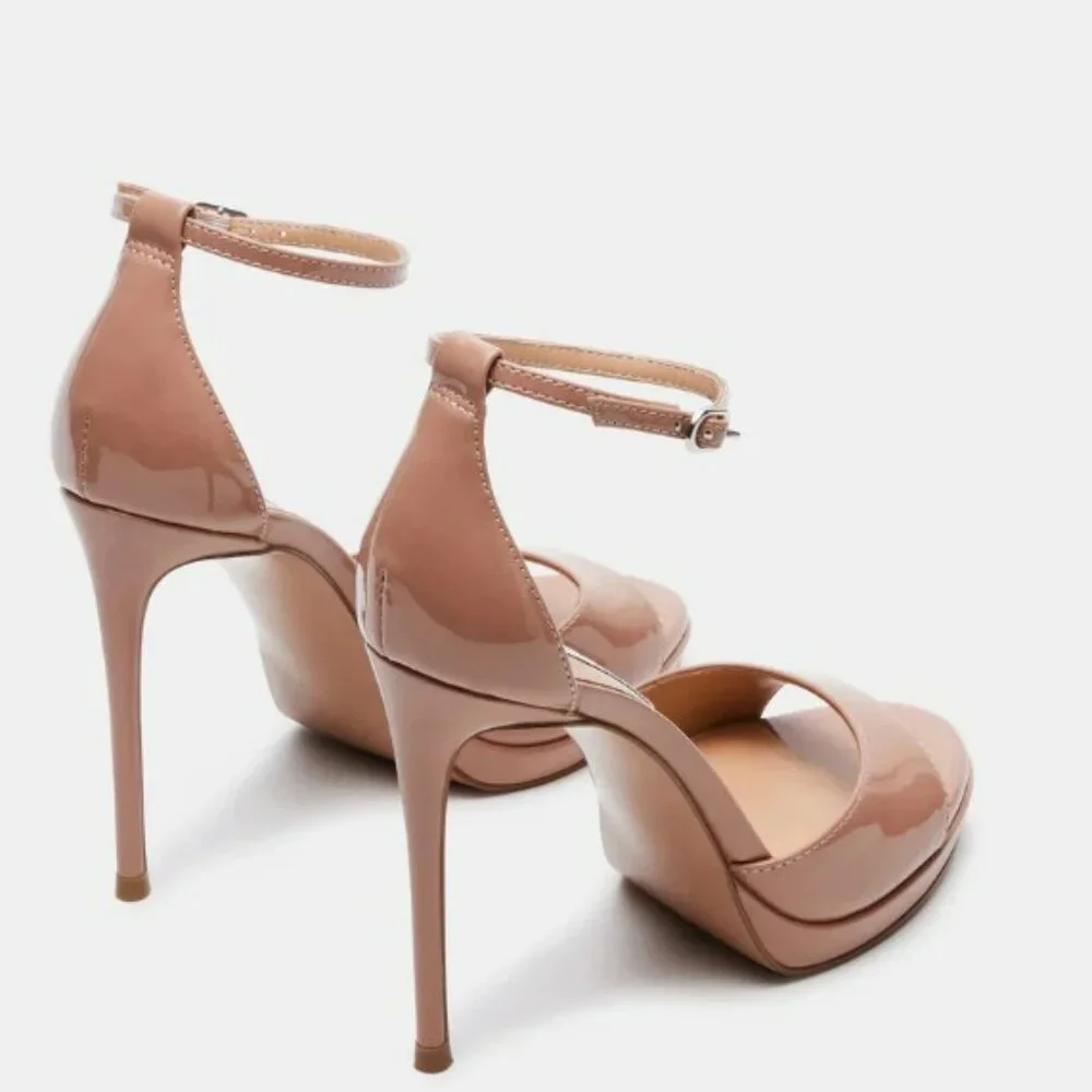 NEVER WORN! Steve Madden Nude Patent Platform Stiletto Sandals